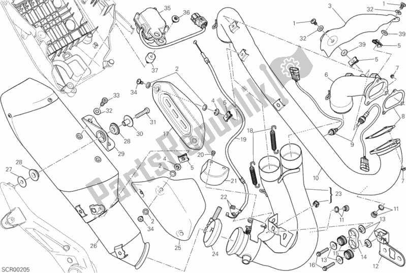 Todas as partes de Sistema De Exaustão do Ducati Hypermotard SP USA 821 2013